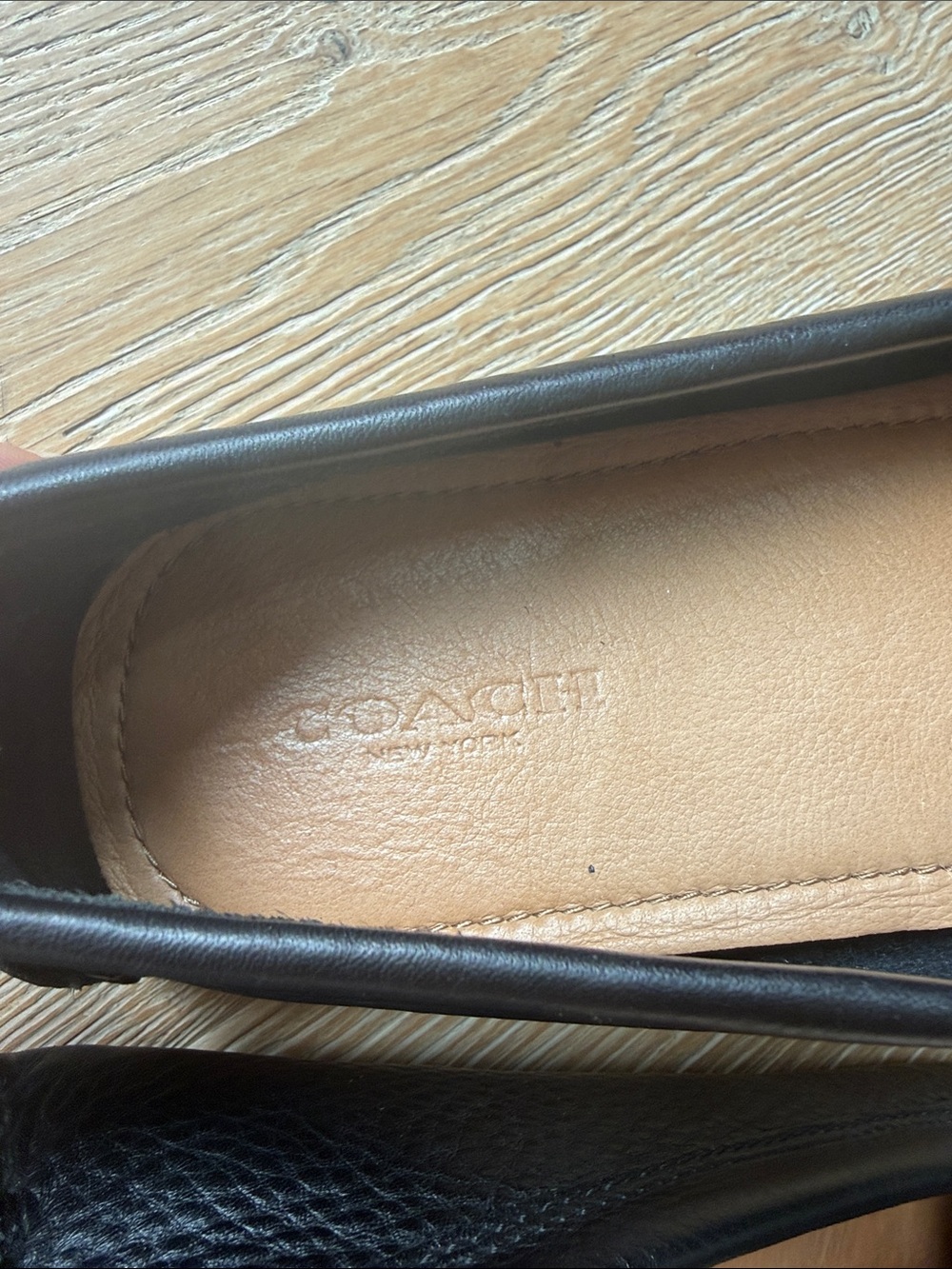 Coach Frederica Black Leather Driving Loafers | Classic Slip-On Moccasins - Picture 3 of 6